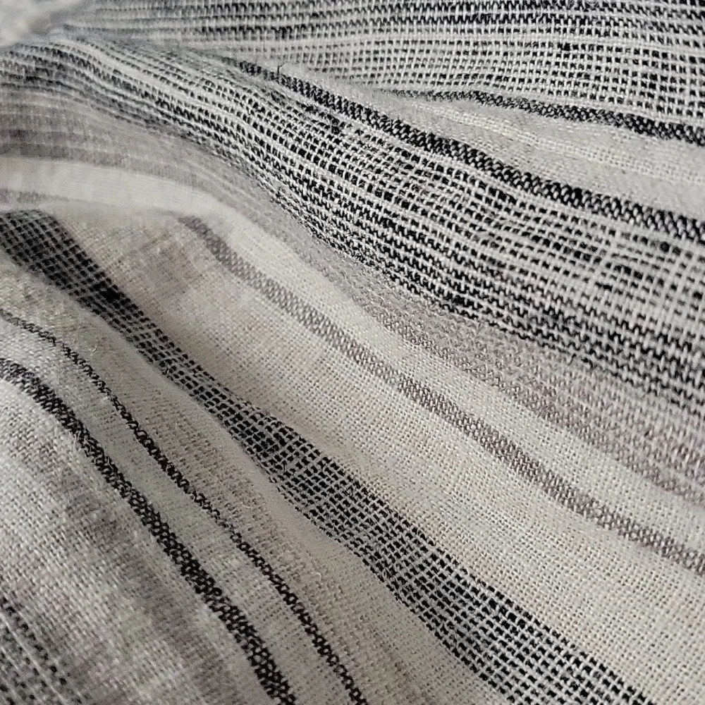 Beach‎ lunch lounge wide leg cropped linen pants Grey white Faded Stripes Size M